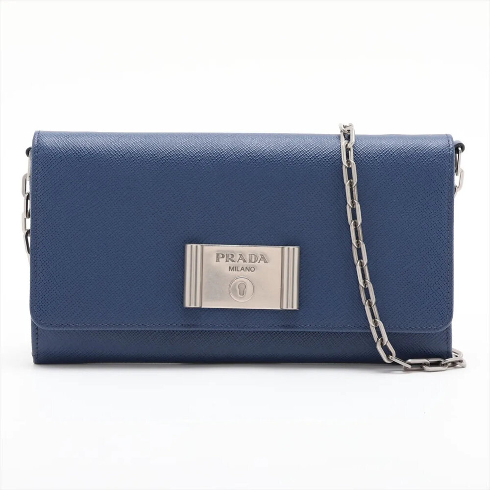 Prada Saffiano Leather Chain Shoulder Bag (1MT440) with Guarantee Card - Women's